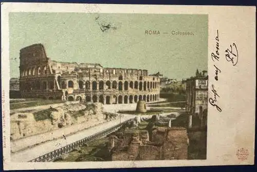 [Ansichtskarte] AK Rom Colosseum, gelaufen 1898 von Rom nach München, Karte ist leicht fleckig (siehe Scan) ansonsten sehr gut erhalten. 