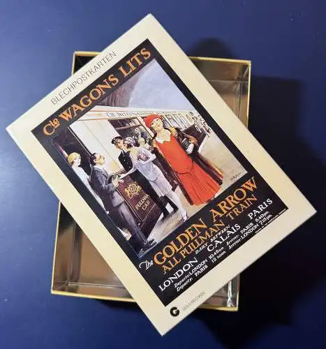 Blechbox mit 8 Blechpostkarten "Orient Express", 1994