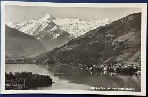 [Echtfotokarte schwarz/weiß] AK Zell am See, Deutsches (III.) Reich, frankiert mit Mi.Nr. 550, gelaufen 1940 von Zell am See nach Flensburg. Karte hat diverse Knicke (siehe Scan) ansonsten gut erhalten. 