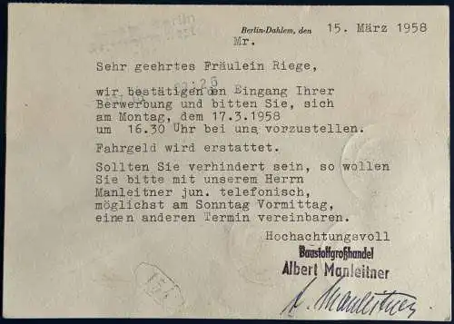 Berlin (West)  Rundstempel (Datum und/oder Ort klar)