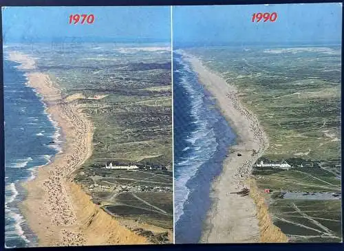 [Echtfotokarte farbig] AK Landverlust auf Sylt (1970 - 1990), gelaufen mit Poststempel vom 19.10.1992 von Sylt nach Freiburg. 