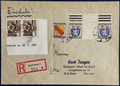 All. Bes. Franz. Zone Baden  Rundstempel (Datum und/oder Ort klar)