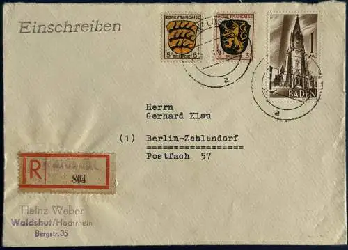 All. Bes. Franz. Zone Baden  Rundstempel (Datum und/oder Ort klar)