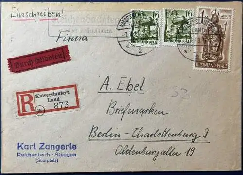 All. Bes. Franz. Zone Rheinland-Pfalz  Rundstempel (Datum und/oder Ort klar)