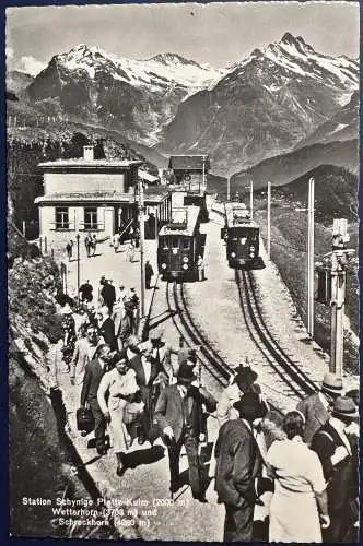 [Echtfotokarte schwarz/weiß] AK Schweiz, Bahnstation Schynige Platte, ungelaufen, Format 14 x 9 cm, Nadelloch oben mittig, ansonsten sehr gute Erhaltung. 