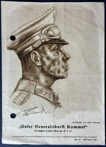 Skizzenporträt Erwin Rommel