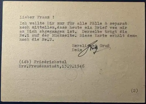 All. Bes. Franz. Zone Nur Hauptgebiet  Rundstempel (Datum und/oder Ort klar)