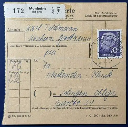 Bundesrep. Deutschland  Rundstempel (Datum und/oder Ort klar)