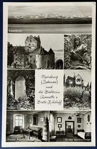 [Echtfotokarte schwarz/weiß] AK Meersburg, Anette von Droste-Hülshoff, ungelaufen, Schwarz/Weiß, leichter Knick Ecke rechts oben. 