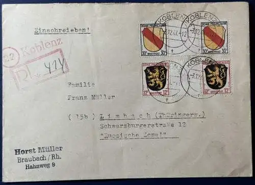 All. Bes. Franz. Zone  Rundstempel (Datum und/oder Ort klar)