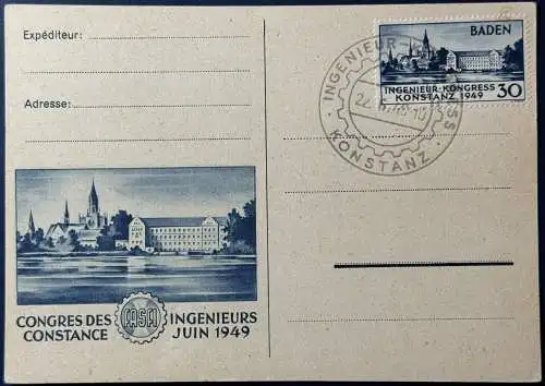 All. Bes. Franz. Zone Baden  Ersttagssonderstempel