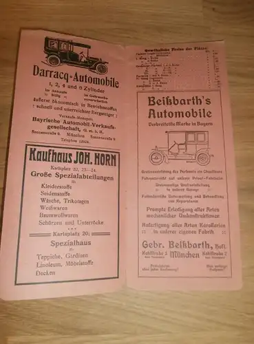 Münchener Volkstheater , 1905 , Darracq Automobile Reklame , Beißbarth - Werbung , Kaufhaus Horn , Oldtimer !!!