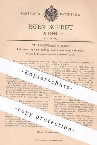 original Patent - Louis Hoffmann , Berlin , 1899 , Reitstuhl | Krankenstuhl für Hüftgelenk - Erkrankte | Medizin , Stuhl