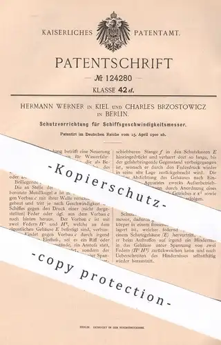 original Patent - Hermann Werner , Kiel | Charles Brzostowicz , Berlin | Schiffsgeschwindigkeitsmesser | Schiffe