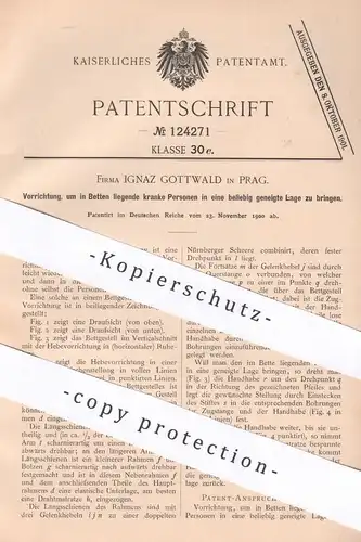 original Patent - Ignaz Gottwald , Prag , 1900 , verstellbares Krankenbett | Bett | Krankenhaus | Bettgestell | Klinik