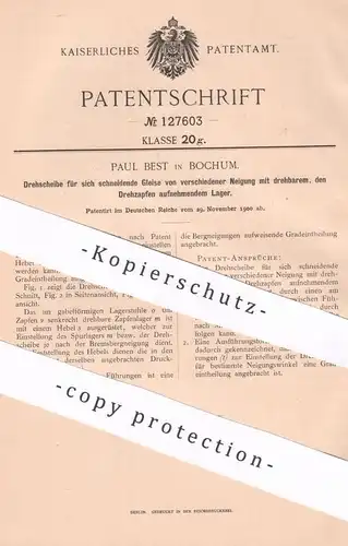 original Patent - Paul Best , Bochum , 1900 , Drehscheibe für sich schneidende Gleise | Eisenbahn - Gleis | Bahn , Zug !