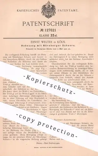 original Patent - Ernst Welter , Köln / Rhein | 1901 | Hebezeug mit Nürnberger Scheere | Schere | Aufzug , Seilzug !!