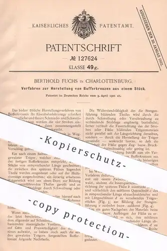 original Patent - Berthold Fuchs , Berlin / Charlottenburg , 1901 , Bufferkreuze für Eisenbahnen | Eisenbahn , Bahnkreuz