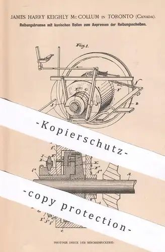 original Patent - James Harry Keighley Mc Collum , Toronto , Canada / Kanada | 1900 | Reibungsbremse | Bremse , Bremsen