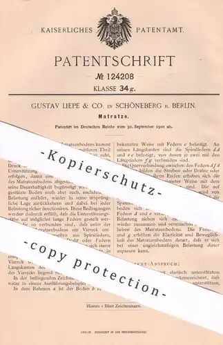 original Patent - Gustav Liepe & Co. , Berlin / Schöneberg , 1900 , Matratze | Matratzen | Bett , Betten | Möbel !!