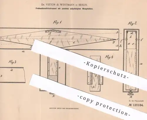 original Patent - Dr. Vietor & Westmann , Berlin , 1900 , Freihandnivellierinstrument | Nevilliergerät | Nevillieren !!