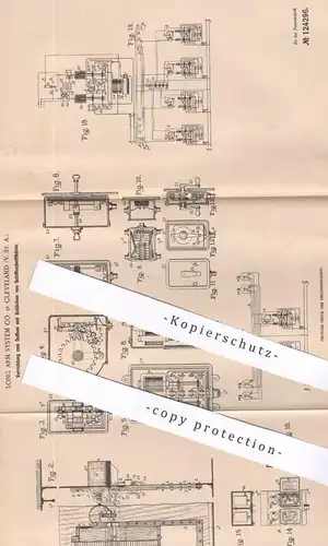 original Patent - Long Arm System Co. , Cleveland , USA , 1899 , Öffnen & Schließen von Schiffsschotttüren | Schiffe