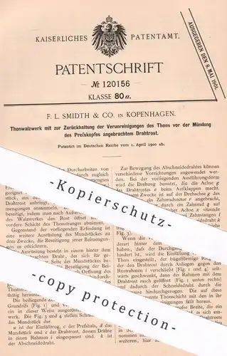 original Patent - F. L. Smidth & Co. , Kopenhagen , Dänemark , 1900 , Thonwalzwerk | Ton - Walzwerk | Walze , Walzen !!