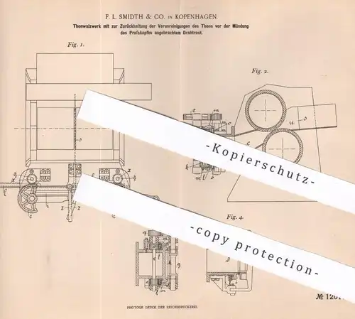 original Patent - F. L. Smidth & Co. , Kopenhagen , Dänemark , 1900 , Thonwalzwerk | Ton - Walzwerk | Walze , Walzen !!