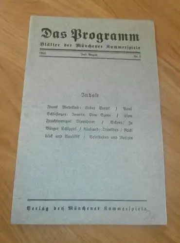 Münchner Kammerspiele , 1915 , Erotik , Krieg , original Heft mit Reklame / Werbung , Programmheft , München Theater !!