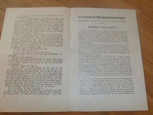Münchner Kammerspiele , 1915 , Erotik , Krieg , original Heft mit Reklame / Werbung , Programmheft , München Theater !!
