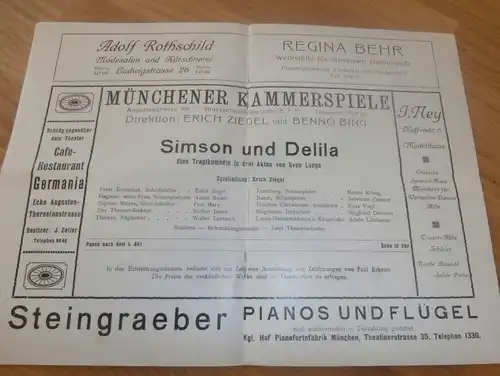 Münchner Kammerspiele , 1915 , Erotik , Krieg , original Heft mit Reklame / Werbung , Programmheft , München Theater !!