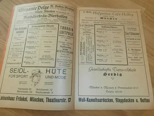 Theater München , Programm 1925 , original Heft mit viel Reklame / Werbung , Programmheft , Sehenswürdigkeiten  !!!