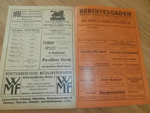 Theater München , Programm 1925 , original Heft mit viel Reklame / Werbung , Programmheft , Sehenswürdigkeiten  !!!