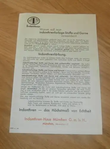 Indanthren Haus München , ca. 1945 , Werbung / Reklame , Plakat , Marienplatz 21 !!!