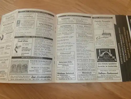 Münchner Woche , 1958 , Heft , Programm mit viel Werbung / Reklame , München Stadtplan !!!