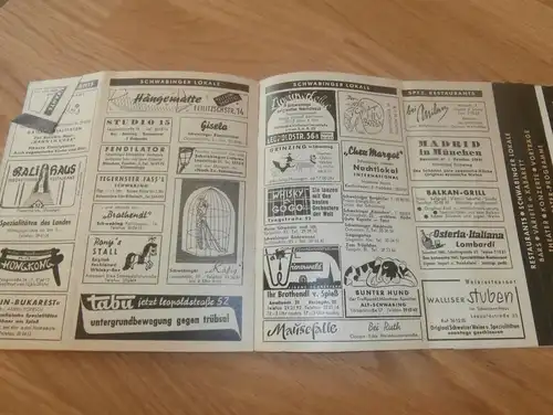 Münchner Woche , 1958 , Heft , Programm mit viel Werbung / Reklame , München Stadtplan !!!