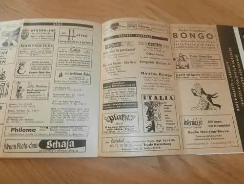 Münchner Woche , 1958 , Heft , Programm mit viel Werbung / Reklame , München Stadtplan !!!