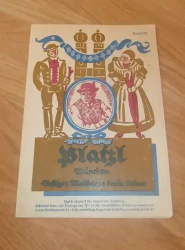 Platzl München , 1940 , Heft mit Reklame / Werbung , Programm , Theater , Botanischer Garten Nymphenburg , Cafe , Hotel