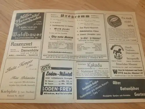 Platzl München , 1940 , Heft mit Reklame / Werbung , Programm , Theater , Botanischer Garten Nymphenburg , Cafe , Hotel