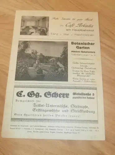 Platzl München , 1940 , Heft mit Reklame / Werbung , Programm , Theater , Botanischer Garten Nymphenburg , Cafe , Hotel
