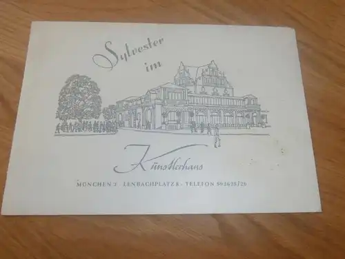 Künstlerhaus München , Speisekarte 60er Jahre Silvester , Restaurant ,Cafe , Konditorei , Kunst , Künstler, Lenbachplatz