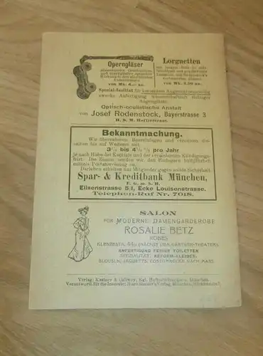 Theater am Gärtnerplatz , München 1903, original Heft mit viel Reklame / Werbung , Korsett , Corset , Programm !!!