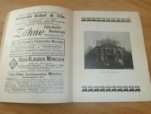 Theater am Gärtnerplatz , München 1902 , original Heft mit viel Reklame / Werbung , Programm !!!