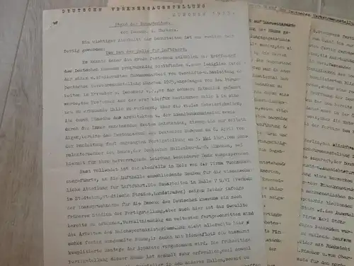 Deutsche Verkehrsausstellung München 1925 , 6 Dokumente , Bau der Halle für Luftfahrt , Verkehr , Oldtimer !!!
