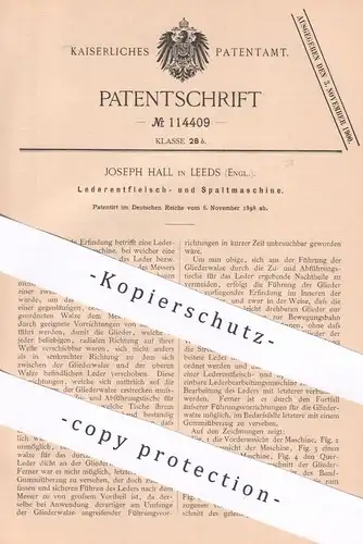 original Patent - Joseph Hall , Leeds , England , 1898 , Lederentfleisch- u. Spaltmaschine | Leder , Gerberei | Messer