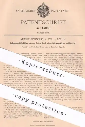 original Patent - Albert Schwass & Co. , Berlin , 1899 | Calciumcarbid - Behälter | Carbid | Karbid | luftdichtes Fass