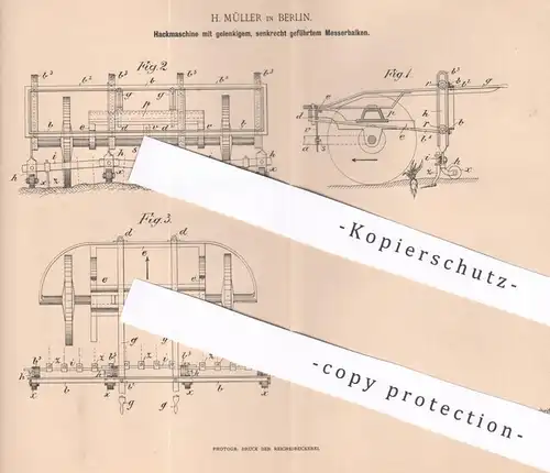 original Patent - H. Müller , Berlin , 1895 , Hackmaschine | Häcksler | Schar | Pflug | Landwirtschaft !!