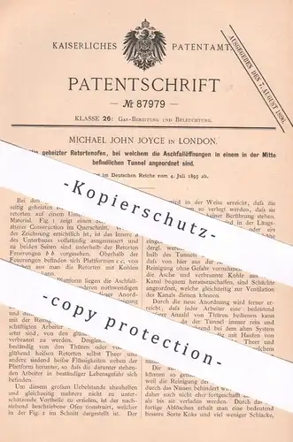 original Patent - Michael John Joyce , London , England , 1895 , Zweiseitig geheizter Retortenofen | Ofen , Ofenbauer !!