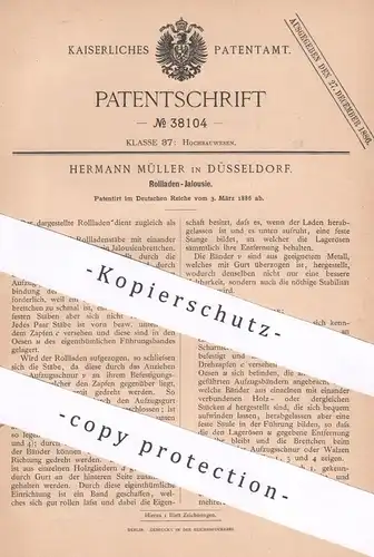 original Patent - Hermann Müller , Düsseldorf , 1886 , Rollladen - Jalousie | Rollo , Vorhang | Rollläden !!