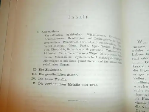 Buch Mineralogie , 1862, Franz von Kobell , Edelsteine , Mineralien , Kristalle , Steine , Erz , Erze ,Fachbuch Geologie